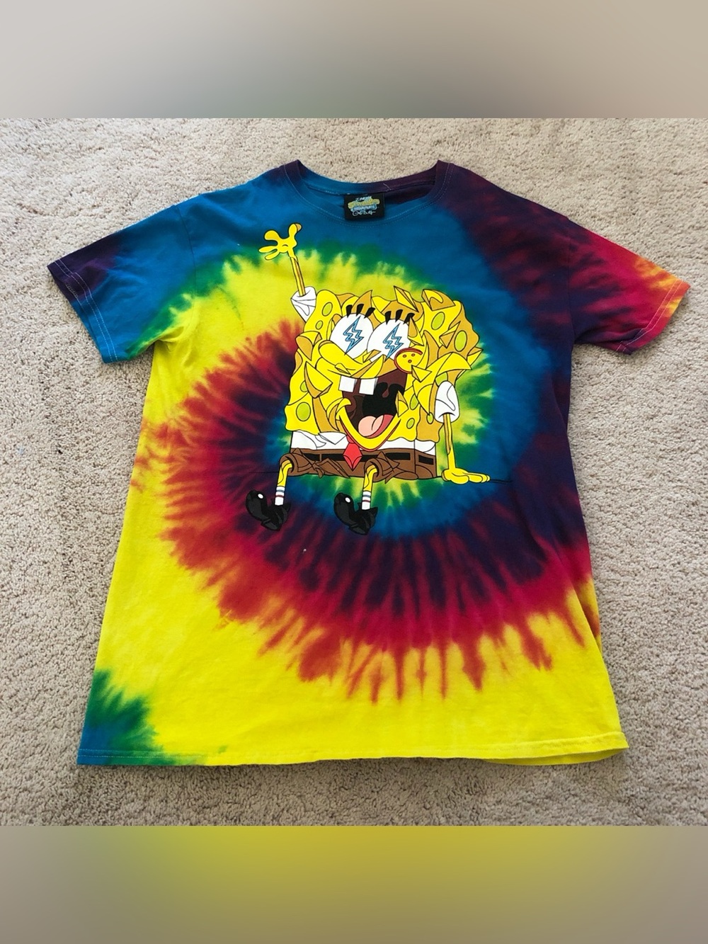 J. Balvin X SpongeBob Squarepants Rainbow Tie-Dye Colorful Graphic Tee